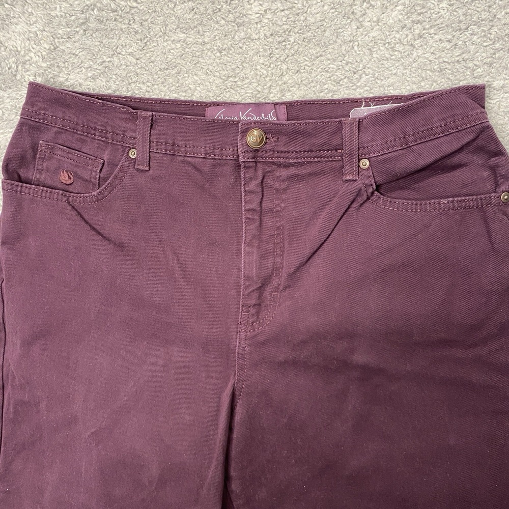 Gloria Vanderbilt Amanda Jeans Size 14 Short Purple Straight Stretch High Rise - Picture 2 of 16
